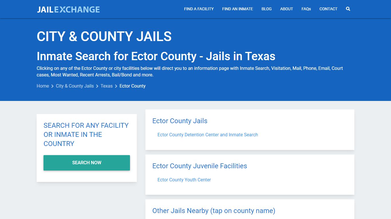 Inmate Search for Ector County | Jails in Texas - Jail Exchange
